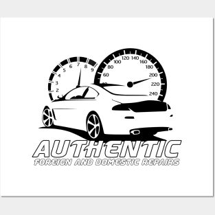 Authentic Auto Black Logo Front and Back Posters and Art